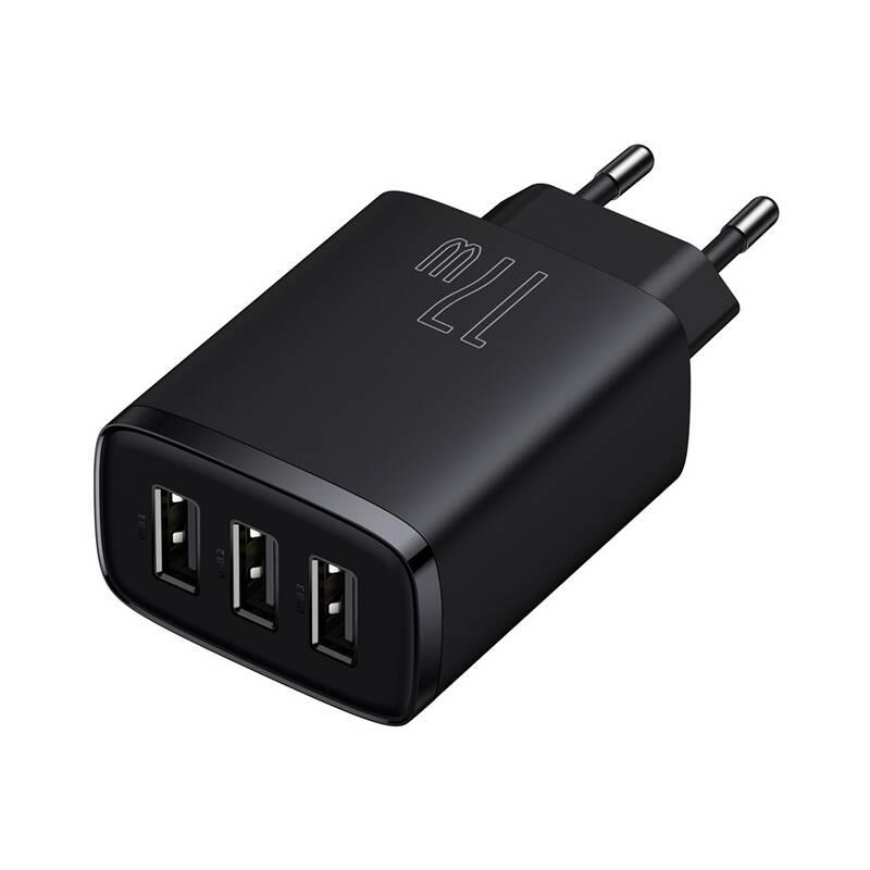 Nabíječka do sítě Baseus 3x USB-A 17 W černá