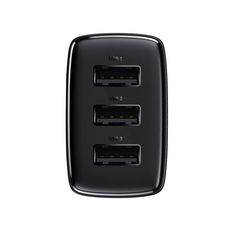 Nabíječka do sítě Baseus 3x USB-A 17 W černá