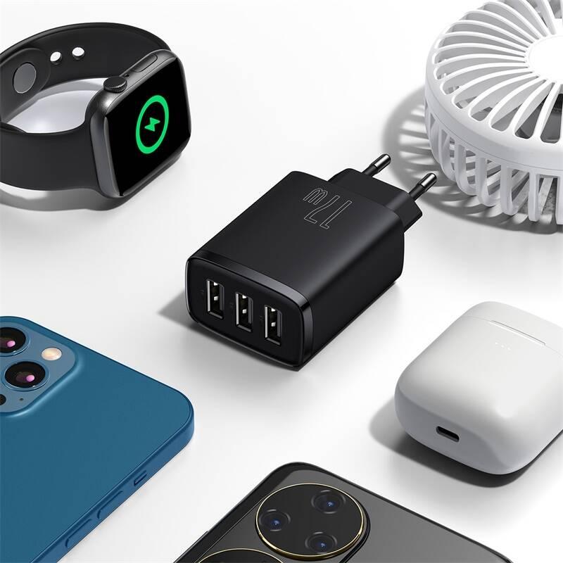 Nabíječka do sítě Baseus 3x USB-A 17 W černá