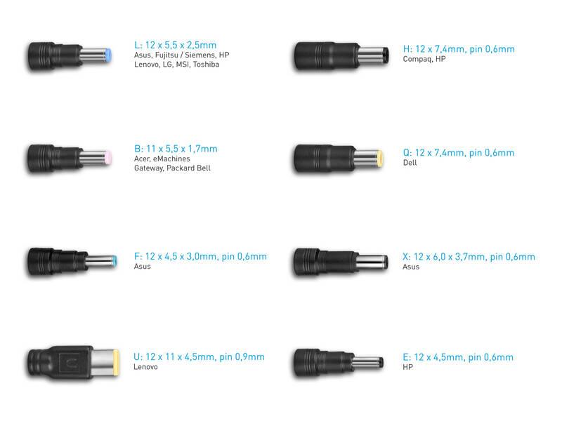 Napájecí adaptér Avacom QuickTIP 150 W pro notebooky, univerzální, 8 konektorů černý