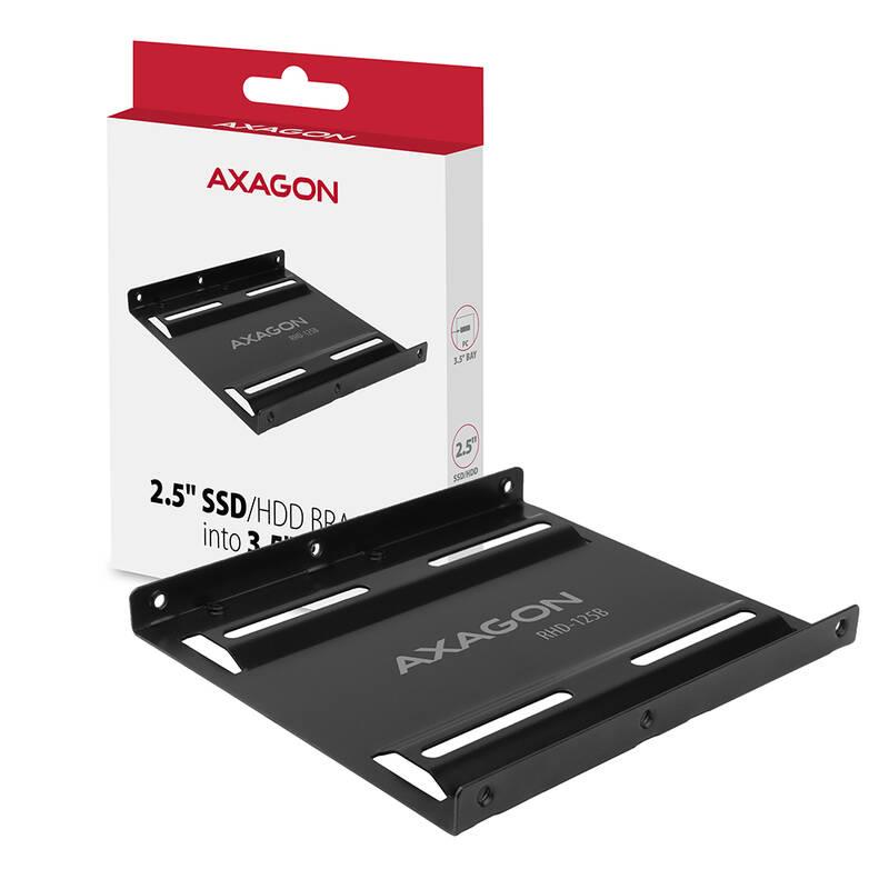 Rámeček Axagon kovový, pro 1x 2.5" HDD SSD do 3.5" pozice černá