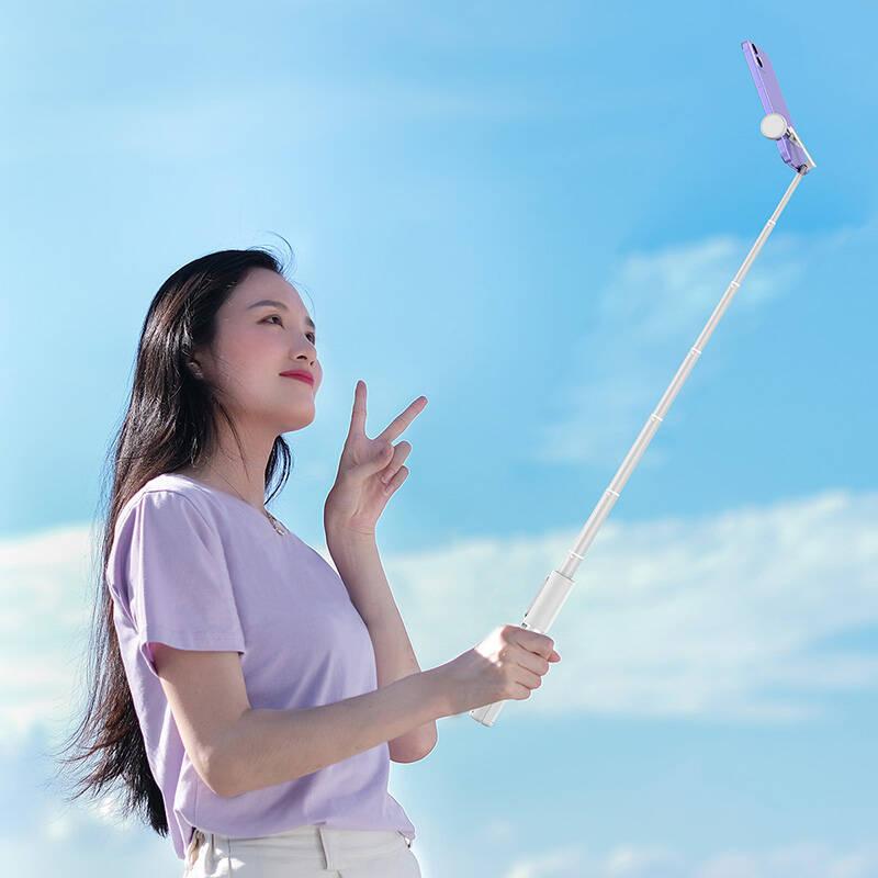 Selfie tyč Baseus cestovní s tripodem bílá