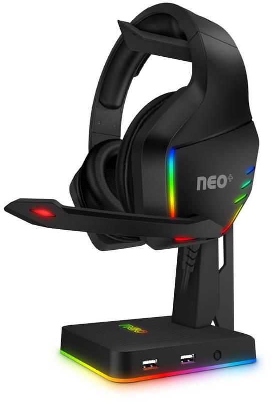 Stojánek Connect IT NEO Stand-It RGB na sluchátka USB hub černý
