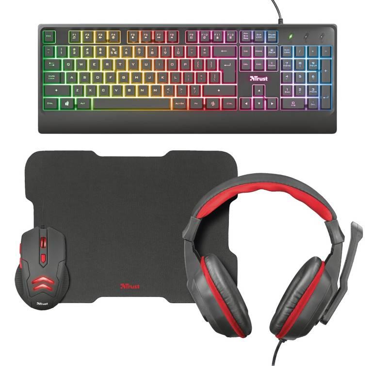 Herní set Trust ZIVA 4-in-1 Gaming Bundle - set klávesnice a myši, sluchátek a podložky k myši