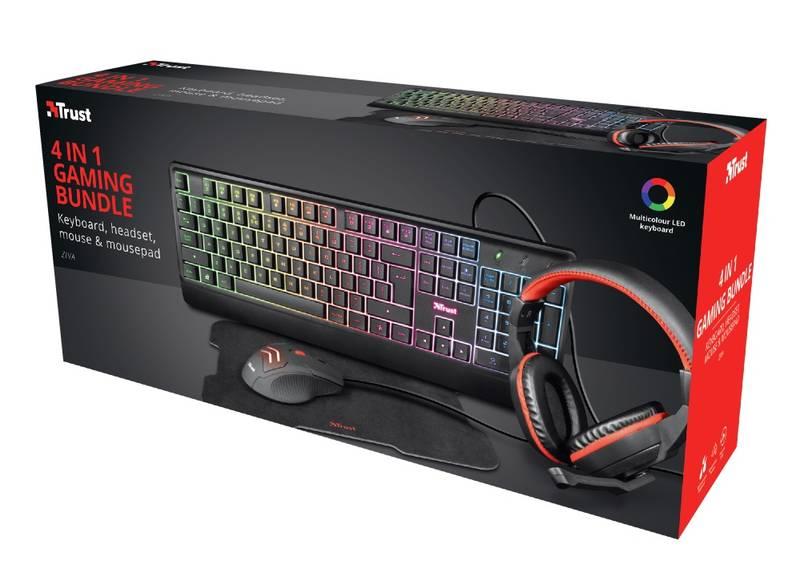 Herní set Trust ZIVA 4-in-1 Gaming Bundle - set klávesnice a myši, sluchátek a podložky k myši