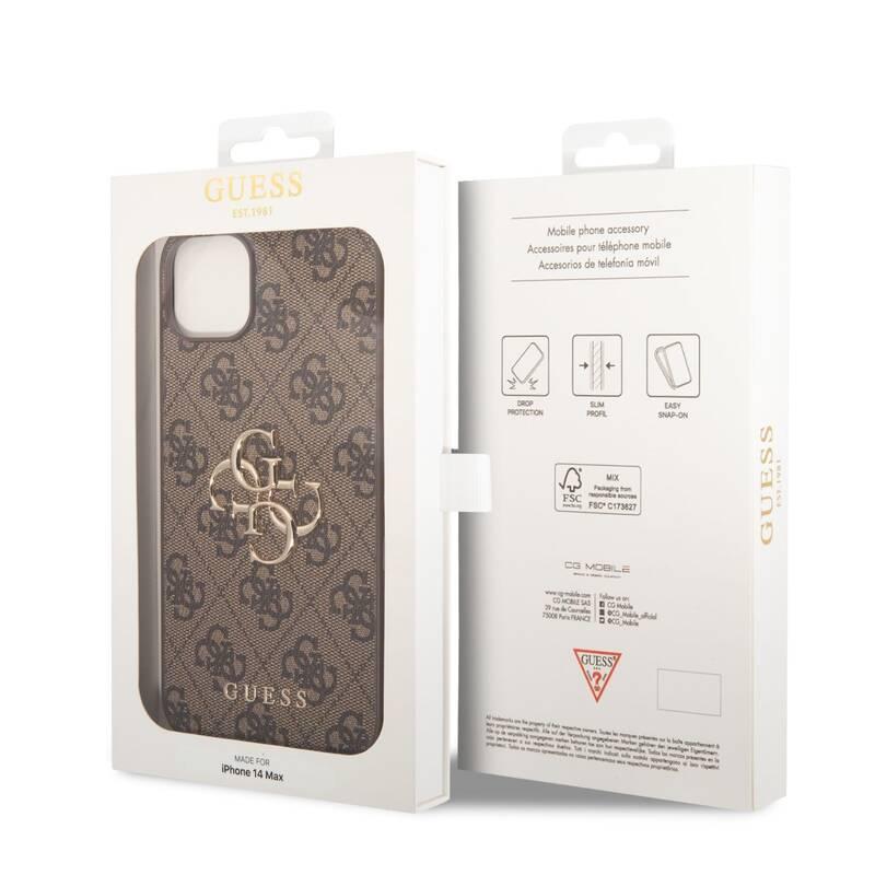 Kryt na mobil Guess 4G Metal Logo na Apple iPhone 14 Plus hnědý