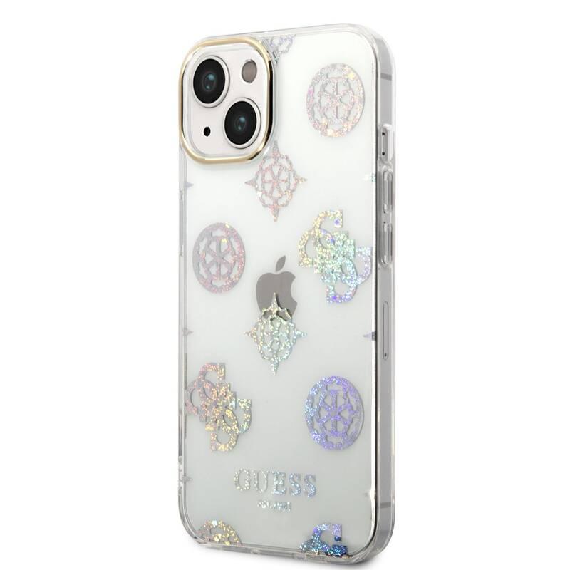 Kryt na mobil Guess Peony Glitter na Apple iPhone 14 bílý