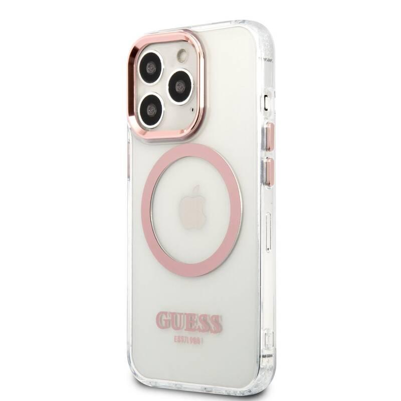 Kryt na mobil Guess Translucent MagSafe na Apple iPhone 13 Pro růžový, Kryt, na, mobil, Guess, Translucent, MagSafe, na, Apple, iPhone, 13, Pro, růžový