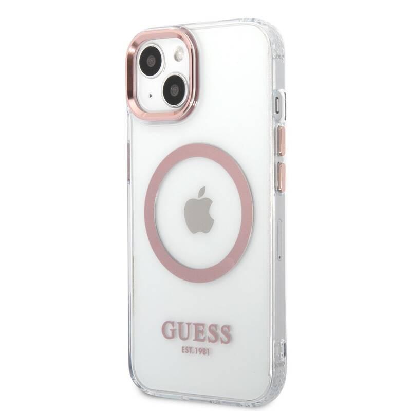 Kryt na mobil Guess Translucent MagSafe na Apple iPhone 13 růžový