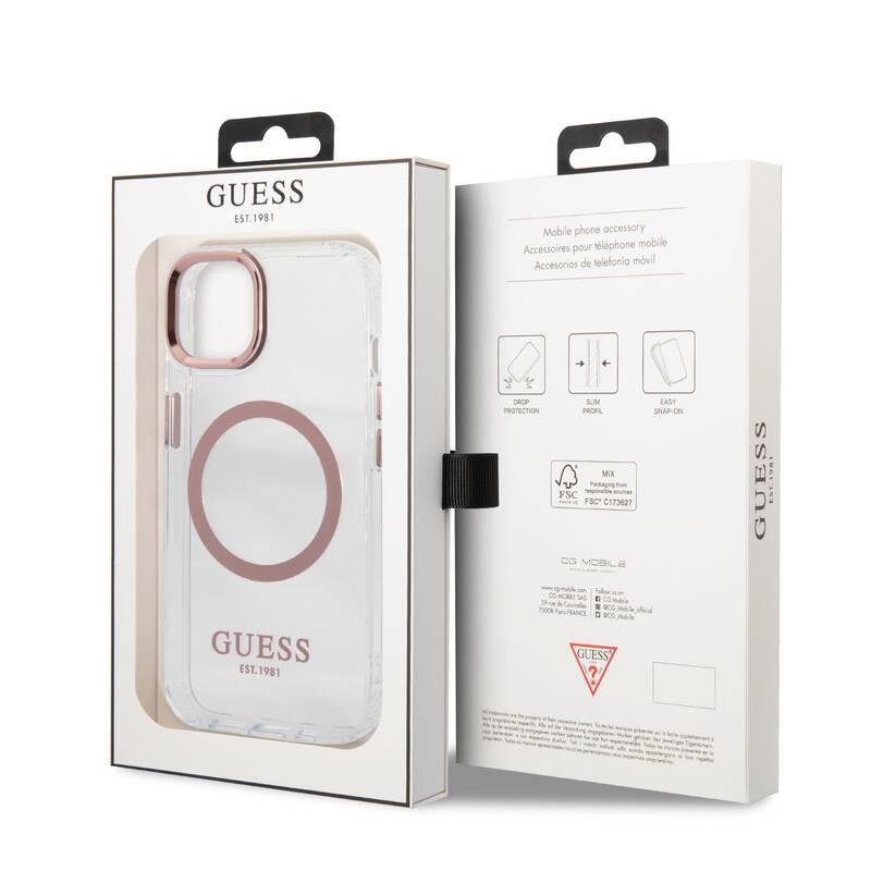 Kryt na mobil Guess Translucent MagSafe na Apple iPhone 13 růžový