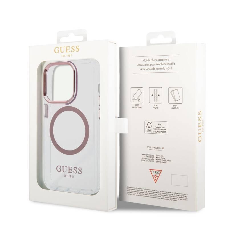 Kryt na mobil Guess Translucent MagSafe na Apple iPhone 14 Pro Max růžový