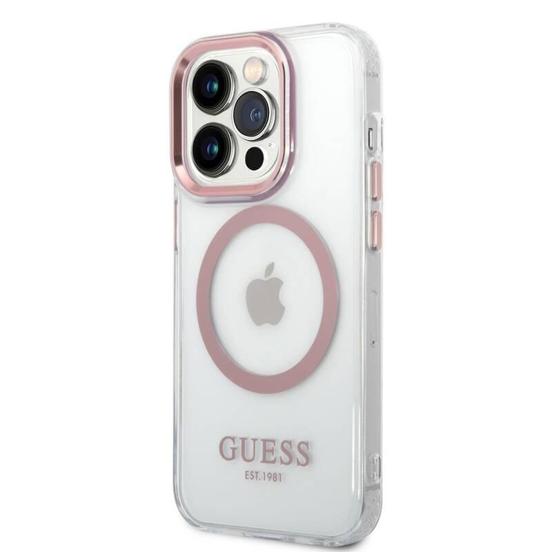 Kryt na mobil Guess Translucent MagSafe na Apple iPhone 14 Pro růžový, Kryt, na, mobil, Guess, Translucent, MagSafe, na, Apple, iPhone, 14, Pro, růžový