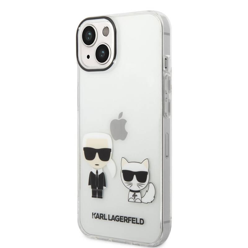 Kryt na mobil Karl Lagerfeld Ikonik Karl and Choupette na Apple iPhone 14 průhledný