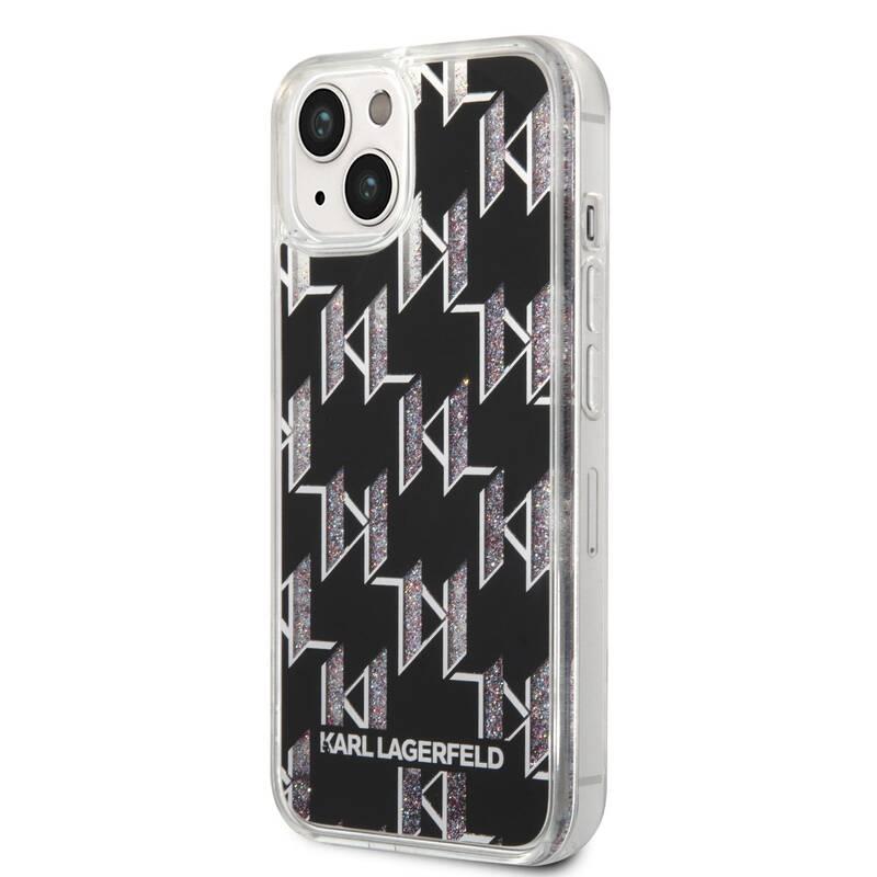 Kryt na mobil Karl Lagerfeld Monogram Liquid Glitter na Apple iPhone 14 černý