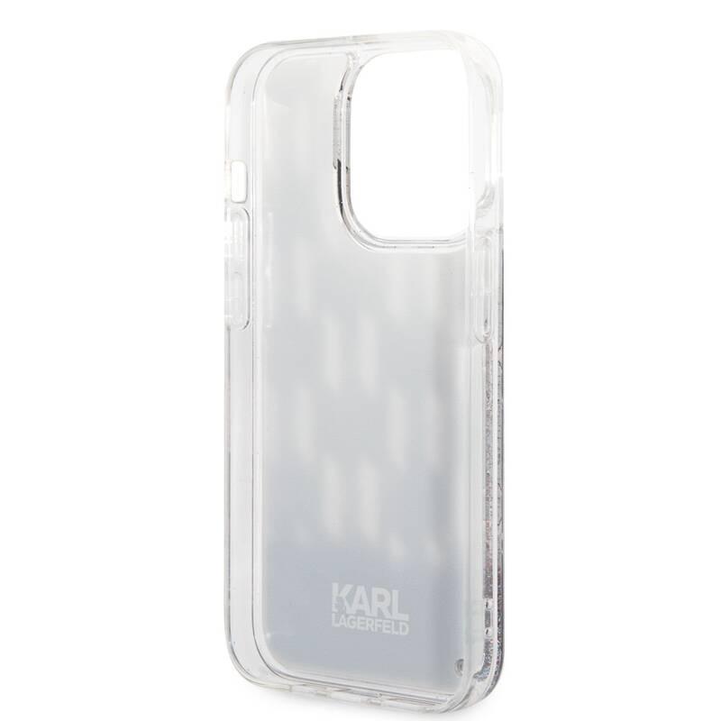 Kryt na mobil Karl Lagerfeld Monogram Liquid Glitter na Apple iPhone 14 Pro černý