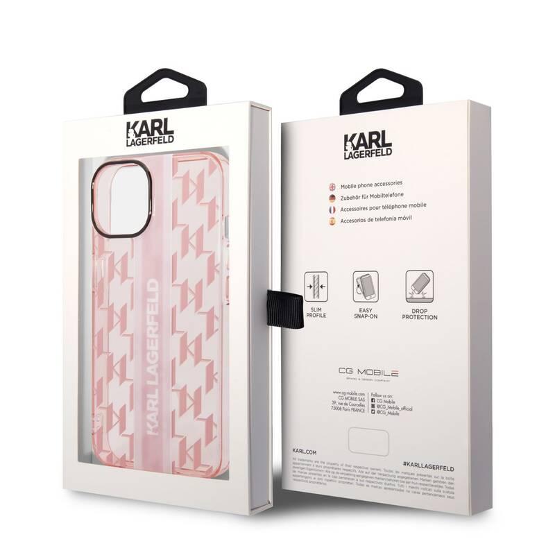 Kryt na mobil Karl Lagerfeld Monogram Vertical Stripe na Apple iPhone 14 Plus růžový