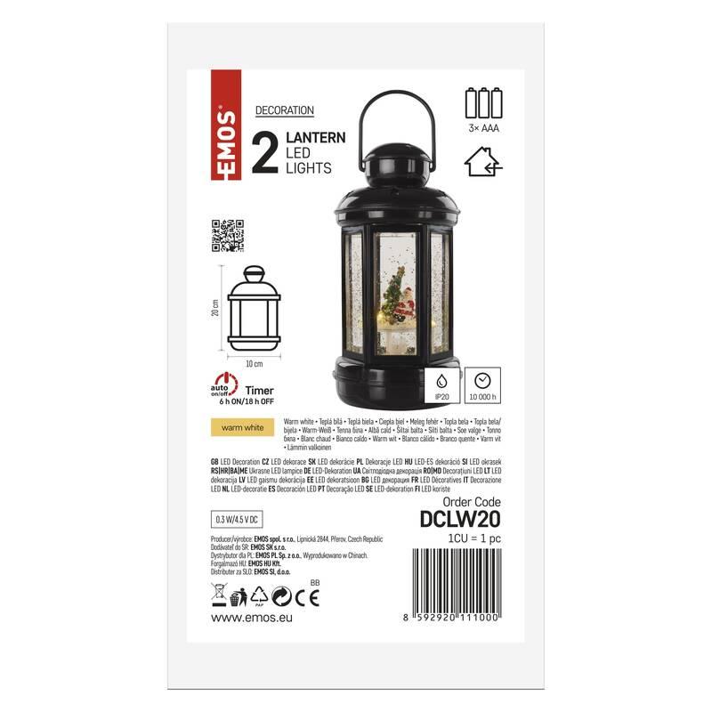 LED dekorace EMOS 2 LED lucerna se Santou, 20 cm, 3x AAA, vnitřní, teplá bílá