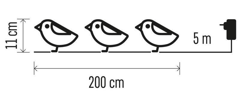 LED dekorace EMOS 30 LED ptáčci, 11 cm, venkovní i vnitřní, studená bílá