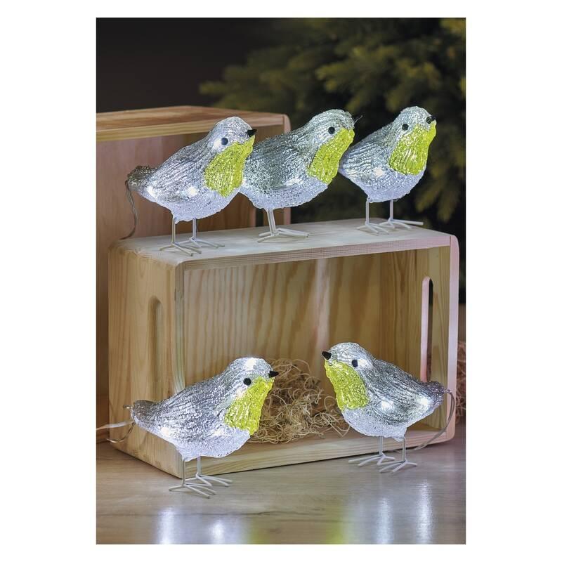 LED dekorace EMOS 30 LED ptáčci, 11 cm, venkovní i vnitřní, studená bílá