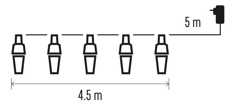 Párty osvětlení EMOS 10 LED řetěz - 10x párty žárovky, 4,5 m, venkovní i vnitřní, studená bílá