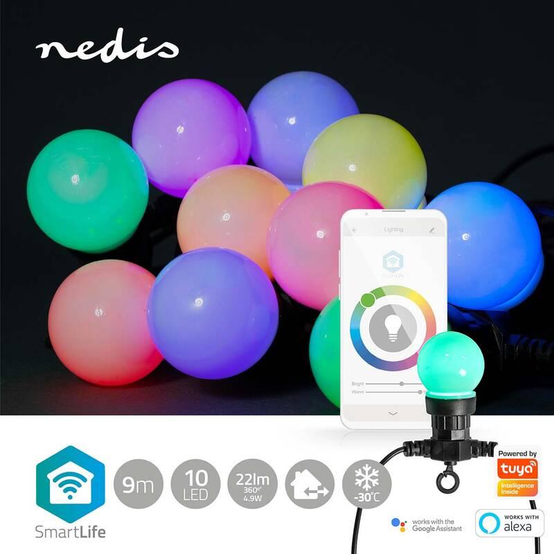 Párty osvětlení Nedis SmartLife LED, Wi-Fi, RGB, 10 LED, 9 m, Android IOS