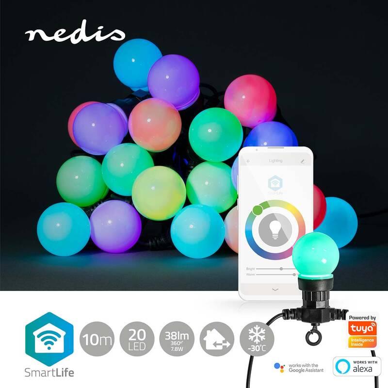 Párty osvětlení Nedis SmartLife LED, Wi-Fi, RGB, 20 LED, 10 m, Android IOS