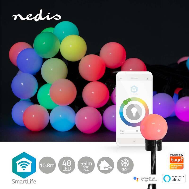 Párty osvětlení Nedis SmartLife LED, Wi-Fi, RGB, 48 LED, 10.8 m, Android IOS