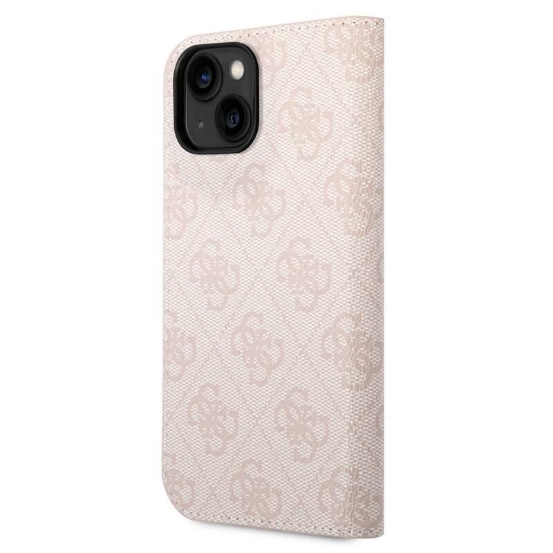 Pouzdro na mobil flipové Guess 4G Metal Camera Outline Book na Apple iPhone 14 růžové