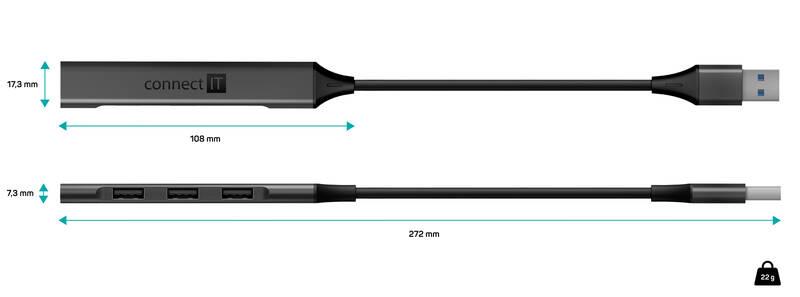 USB Hub Connect IT USB-A šedý
