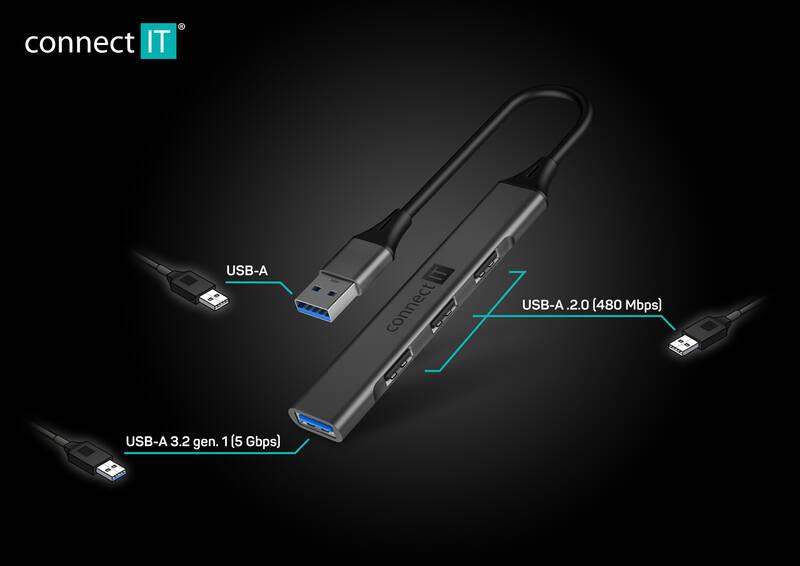 USB Hub Connect IT USB-A šedý