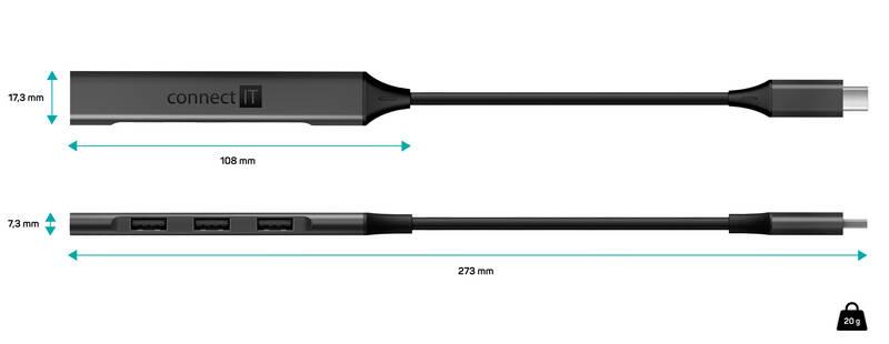 USB Hub Connect IT USB-C šedý