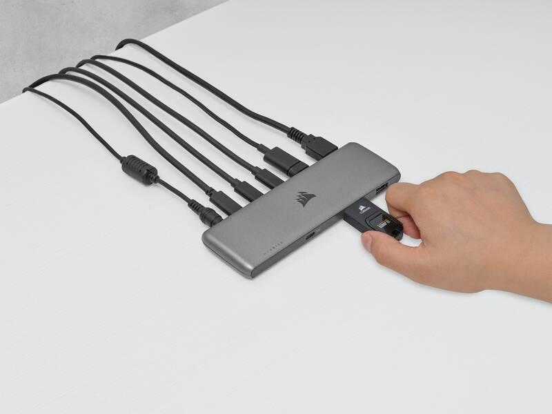 USB Hub Corsair USB-C 7-Port šedý, USB, Hub, Corsair, USB-C, 7-Port, šedý