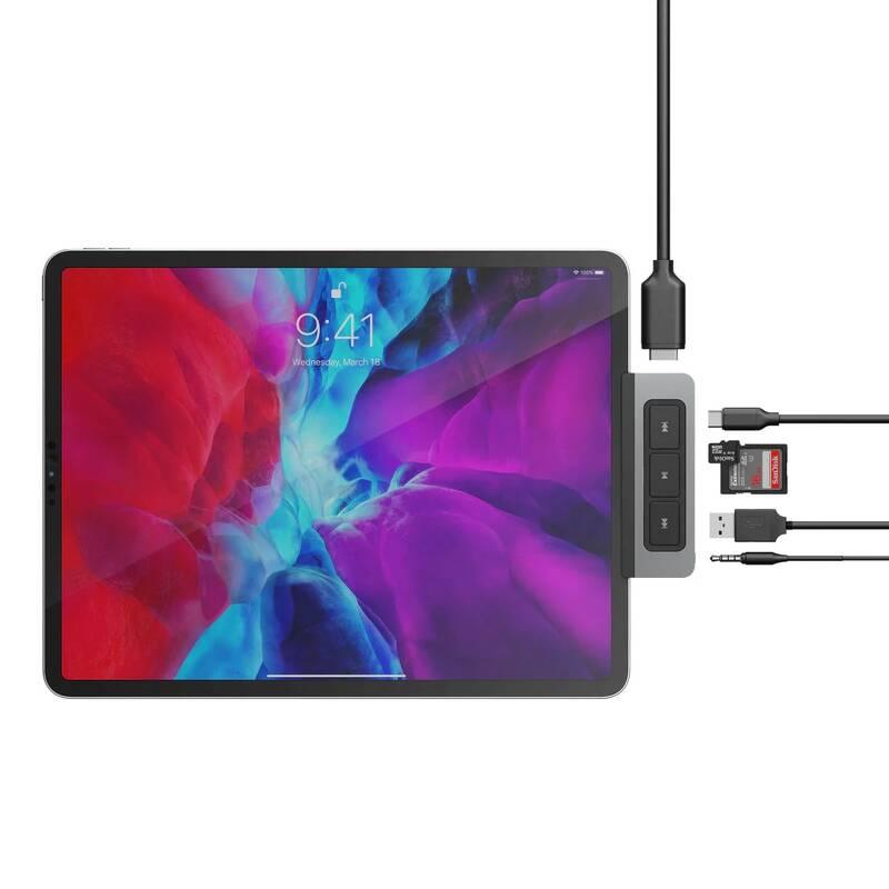 USB Hub HyperDrive Media 6v1 USB-C Hub pro iPad Pro Air stříbrný