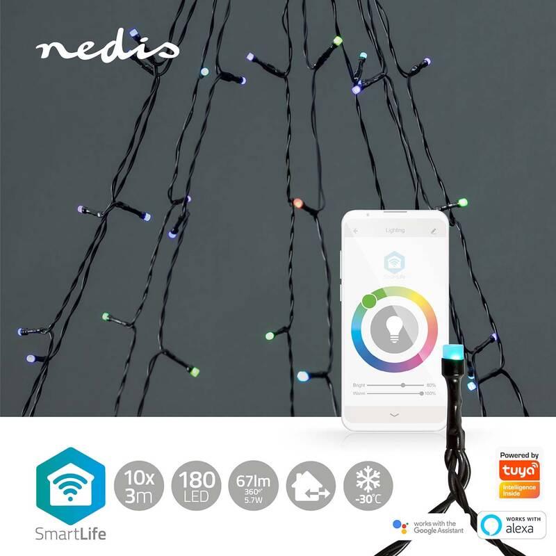 Vánoční osvětlení Nedis SmartLife LED, Wi-Fi, RGB, 180 LED, 10 x 2 m, Android IOS