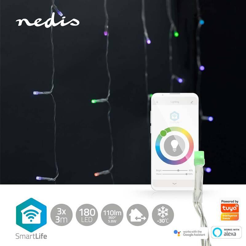 Vánoční osvětlení Nedis SmartLife LED, Wi-Fi, RGB, 180 LED, 3 m, Android IOS