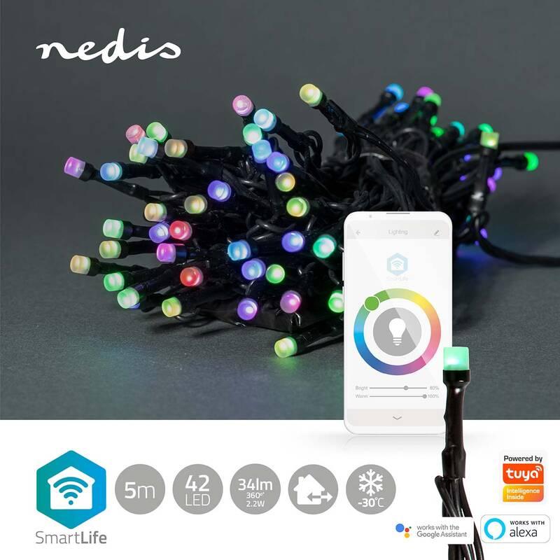 Vánoční osvětlení Nedis SmartLife LED, Wi-Fi, RGB, 42 LED, 5 m, Android IOS