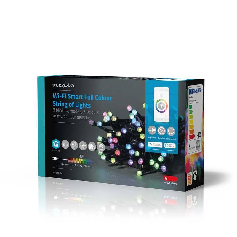 Vánoční osvětlení Nedis SmartLife LED, Wi-Fi, RGB, 42 LED, 5 m, Android IOS