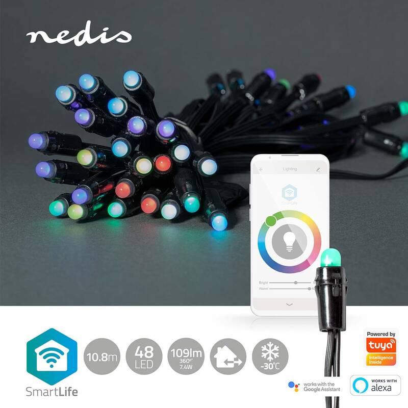 Vánoční osvětlení Nedis SmartLife LED, Wi-Fi, RGB, 48 LED, 10.8 m, Android IOS