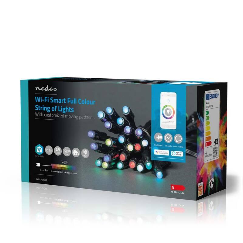 Vánoční osvětlení Nedis SmartLife LED, Wi-Fi, RGB, 48 LED, 10.8 m, Android IOS