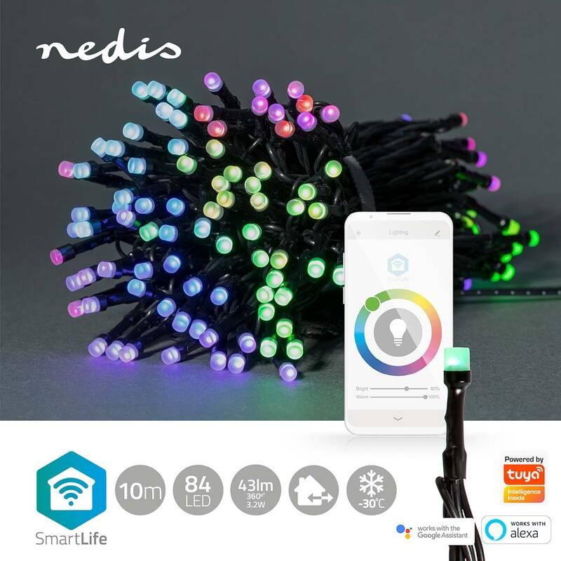 Vánoční osvětlení Nedis SmartLife LED, Wi-Fi, RGB, 84 LED, 10 m, Android IOS