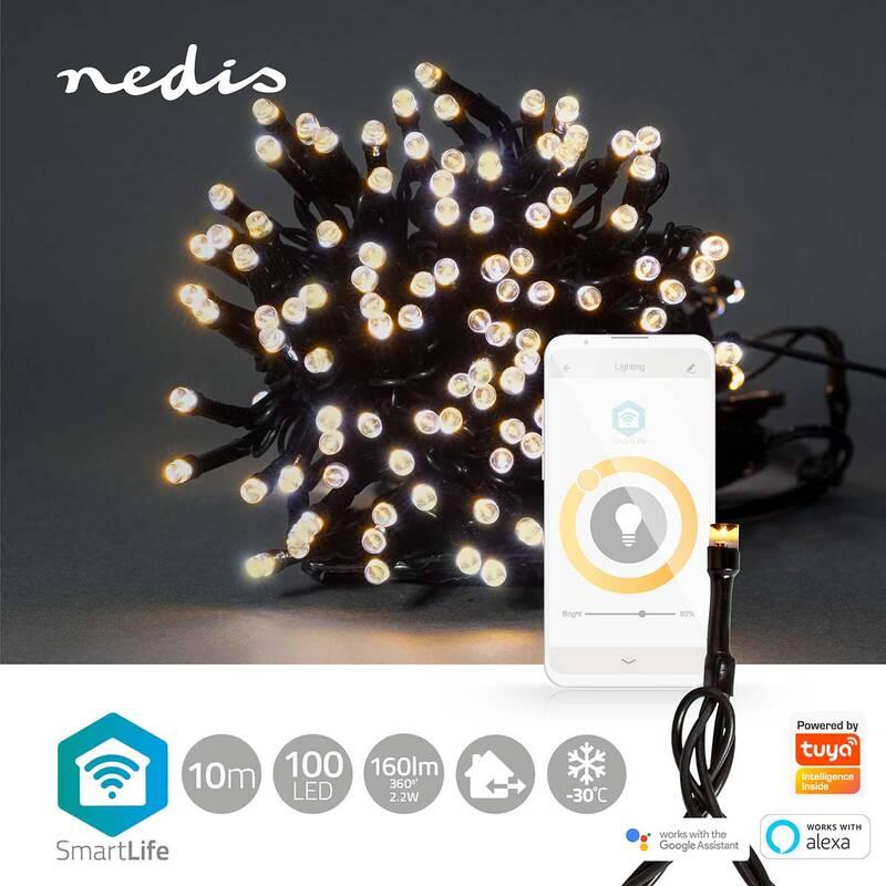 Vánoční osvětlení Nedis SmartLife LED, Wi-Fi, Teplá bílá, 100 LED, 10 m, Android IOS, Vánoční, osvětlení, Nedis, SmartLife, LED, Wi-Fi, Teplá, bílá, 100, LED, 10, m, Android, IOS