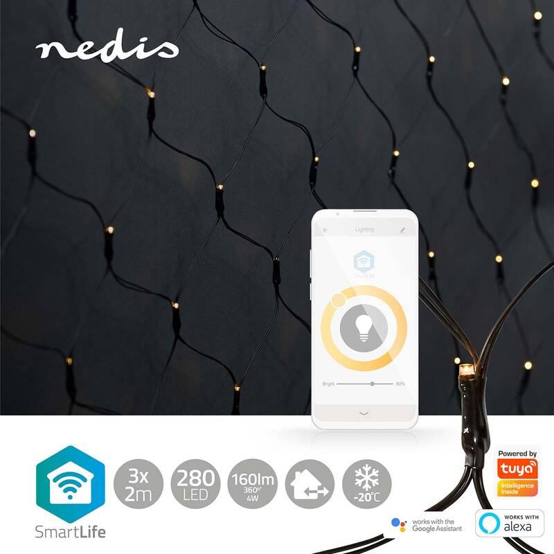 Vánoční osvětlení Nedis SmartLife LED, Wi-Fi, Teplá bílá, 280 LED, 3 x 2 m, Android IOS