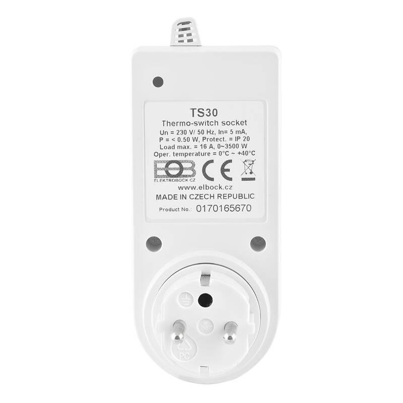 Chytrá zásuvka Elektrobock TS30, tepelně spínaná