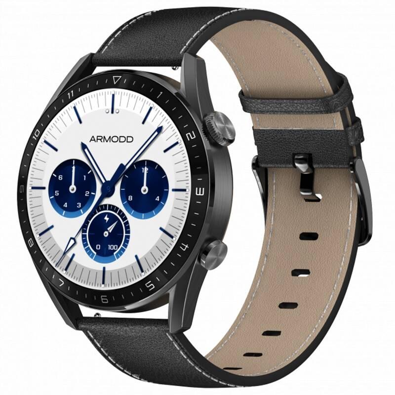 Chytré hodinky ARMODD Silentwatch 5 Pro černá s koženým řemínkem