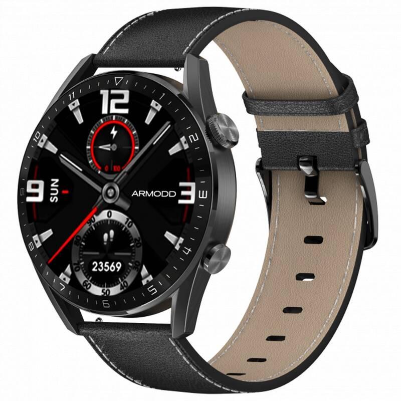 Chytré hodinky ARMODD Silentwatch 5 Pro černá s koženým řemínkem