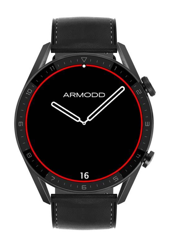 Chytré hodinky ARMODD Silentwatch 5 Pro černá s koženým řemínkem, Chytré, hodinky, ARMODD, Silentwatch, 5, Pro, černá, s, koženým, řemínkem