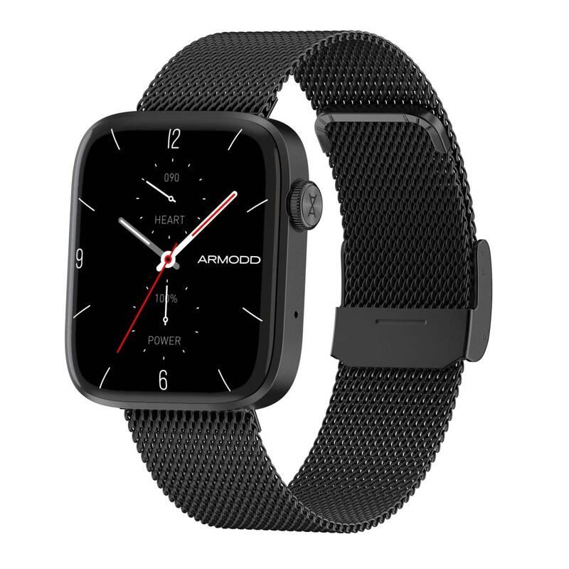 Chytré hodinky ARMODD Squarz 11 Pro černá s kovovým řemínkem silikonový řemínek