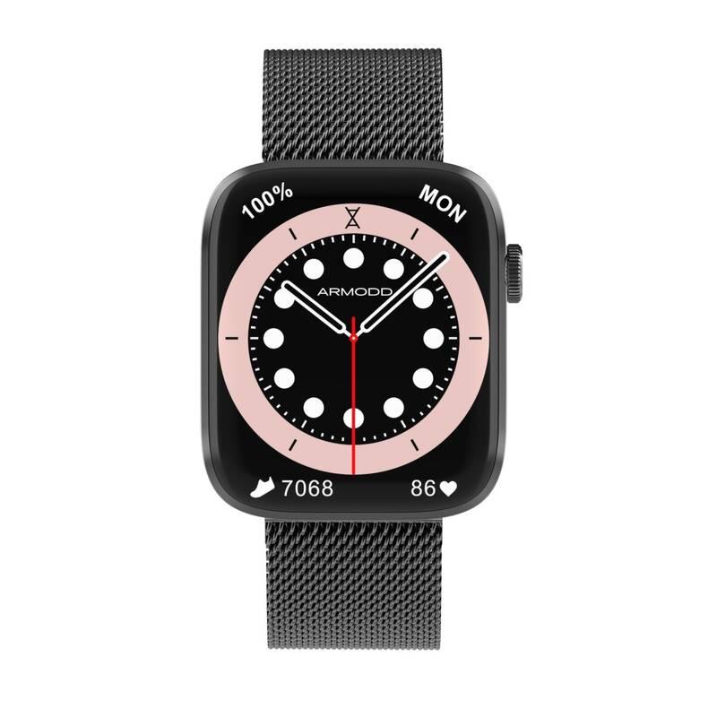 Chytré hodinky ARMODD Squarz 11 Pro černá s kovovým řemínkem silikonový řemínek, Chytré, hodinky, ARMODD, Squarz, 11, Pro, černá, s, kovovým, řemínkem, silikonový, řemínek