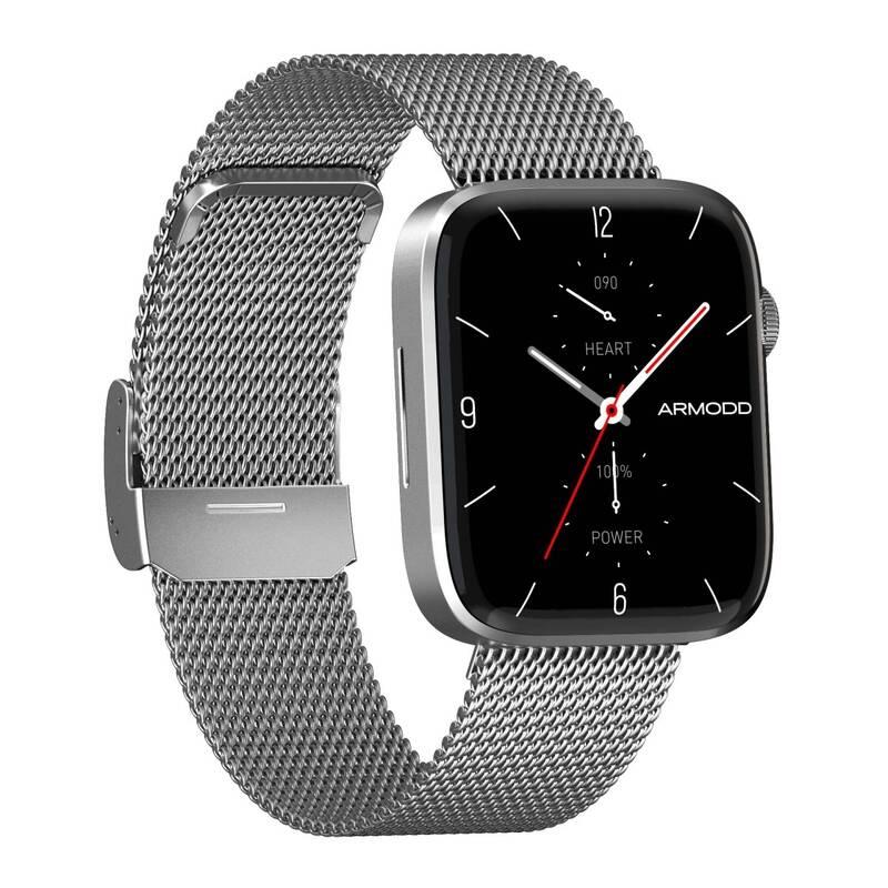 Chytré hodinky ARMODD Squarz 11 Pro stříbrná s kovovým řemínkem silikonový řemínek