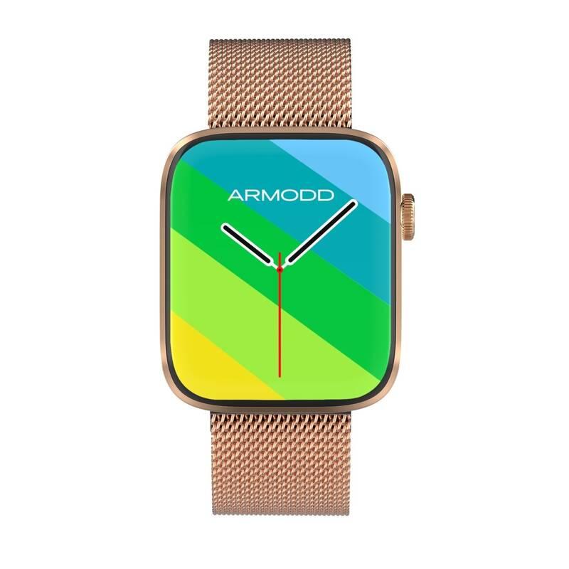 Chytré hodinky ARMODD Squarz 11 Pro zlatá s kovovým řemínkem silikonový řemínek